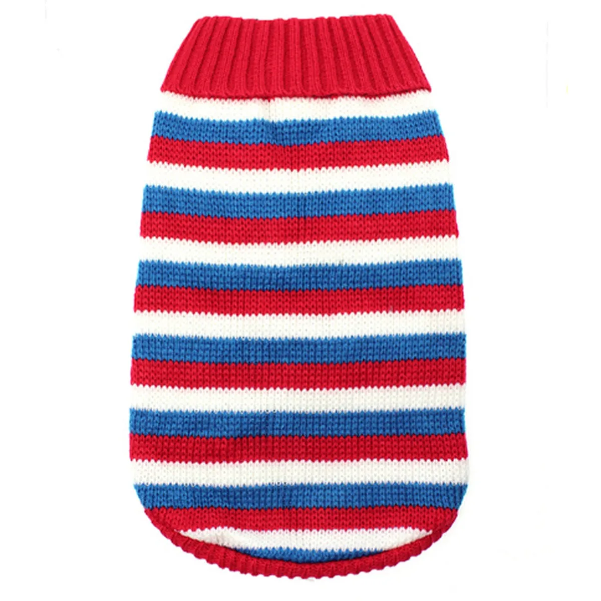 Striped Knitted Dog Jumper Red/White/Blue