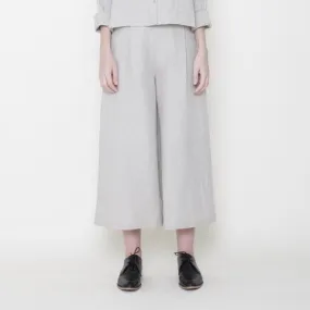 Szeki Signature Oatmeal Linen Cropped Wide-Legged Trouser