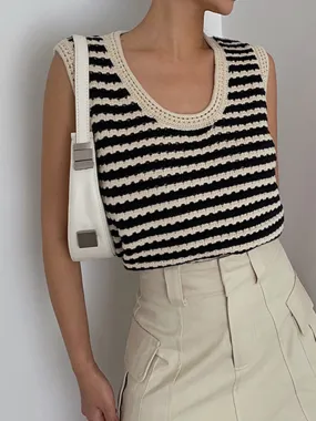 Taniele-Classy Stripe crochet sweater vest