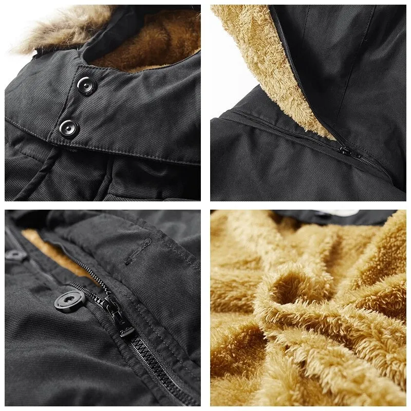 Warm Thick Windproof Fur Collar Parka Coat