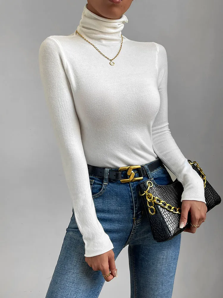 White Turtleneck Slim Fit Thin Sweater