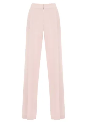 Wide-Legged Front Pleat Crepe Trousers