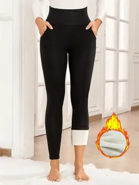 Women Pocket Fleece-Lined Yoga Leggings