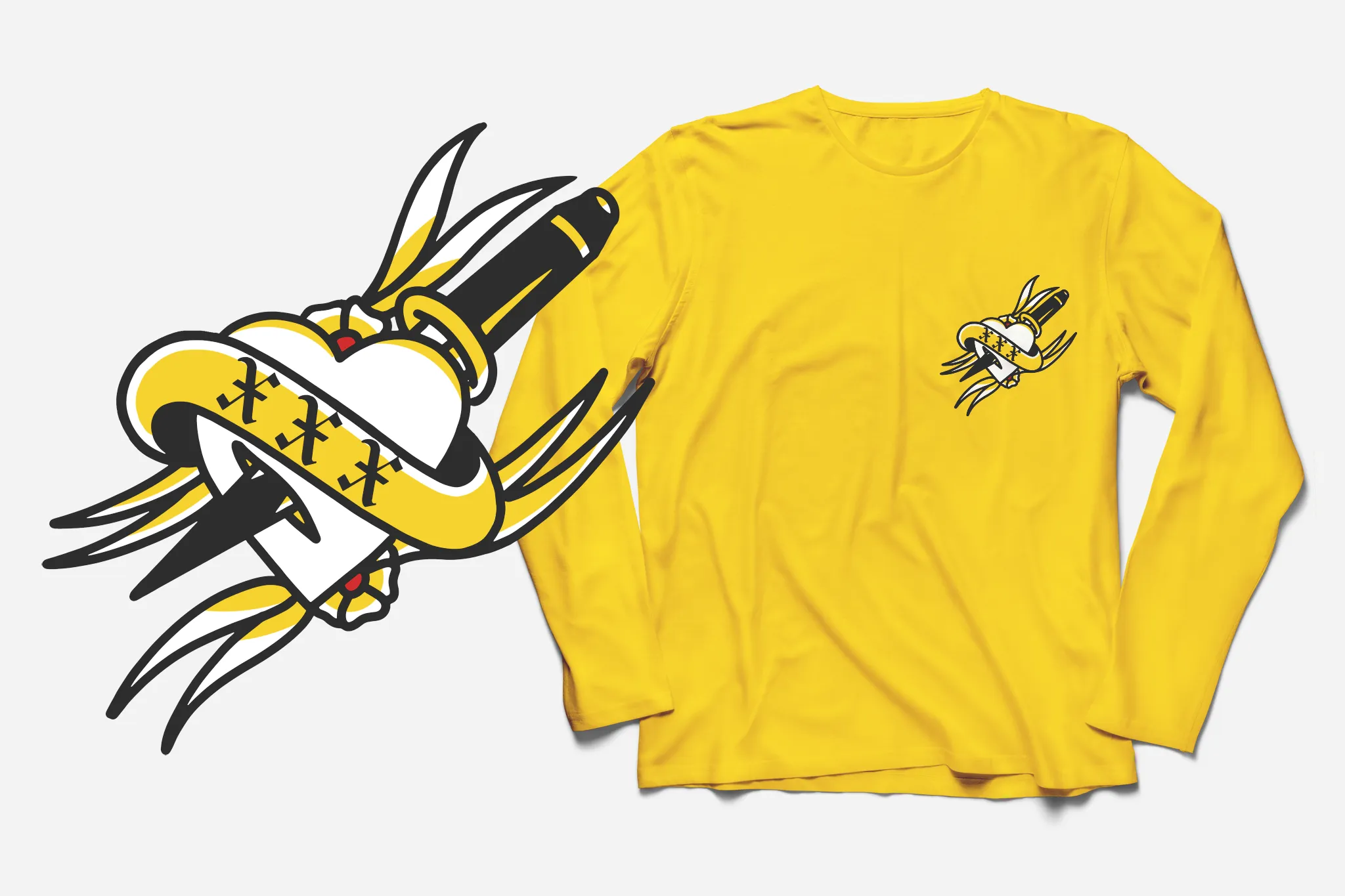 XIIICurse Straight Edge Long Sleeve Tee in Yellow