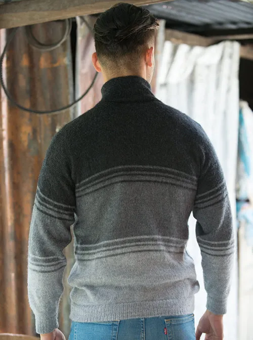 Zip Up Alpaca Turtleneck Sweater for Men