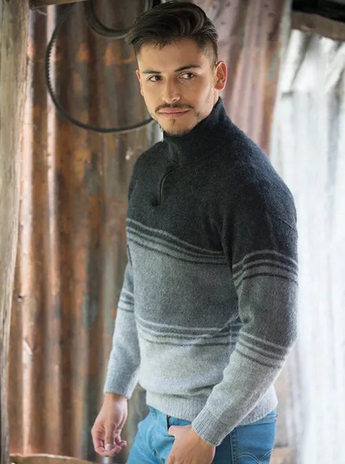 Zip Up Alpaca Turtleneck Sweater for Men